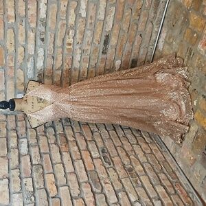 NWT Goddiva Gold sequin  halter maxi gown size 4